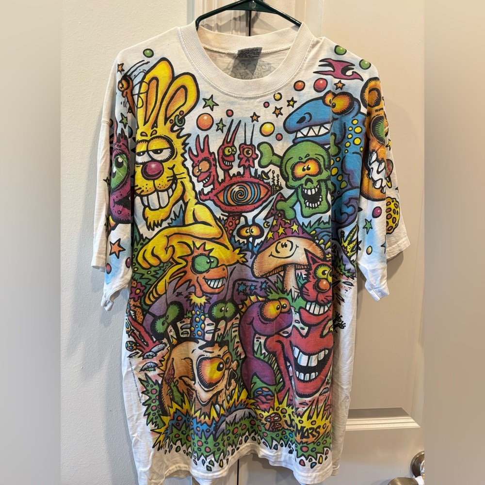 Vtg ‘93 Liquid Blue Joey Mars Zidzoii Shirt XL AOP Double Sided 90s Original Tag